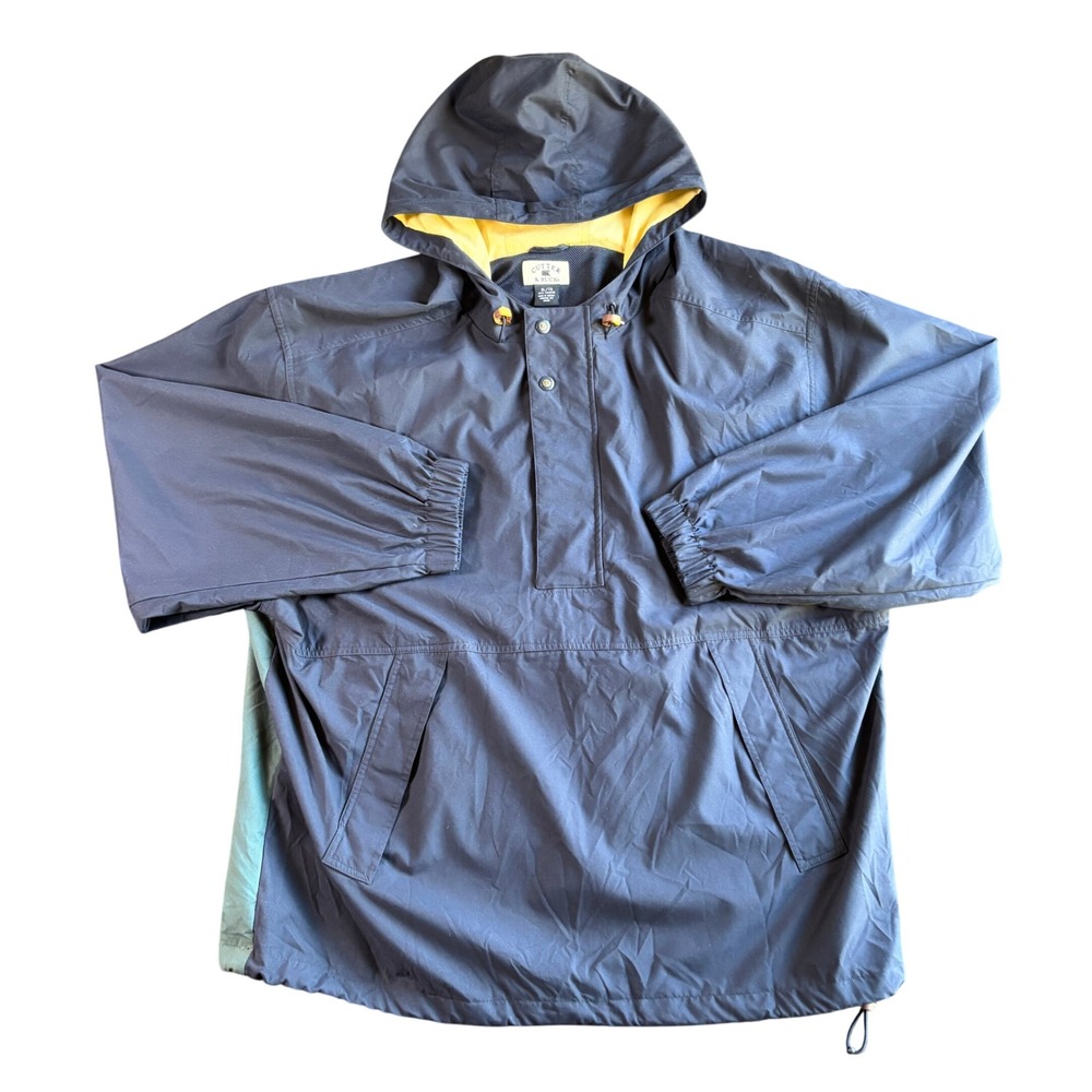 Cutter & Buck Mens XL Anorak Pullover Windbreaker Navy Blue Colorblock Hooded